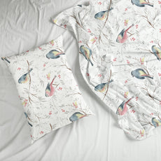 Pink & Blue Garden 100% Pure Cotton Double Bedsheet, 186 TC, 90 x 108 Inches, Soft & Breathable with 2 Pillow Covers