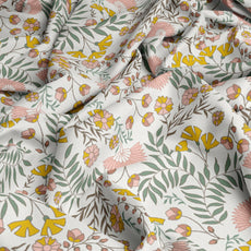 Green and Yellow Botanical Harmony 100% Cotton Flat Single Bedsheet, 144 TC