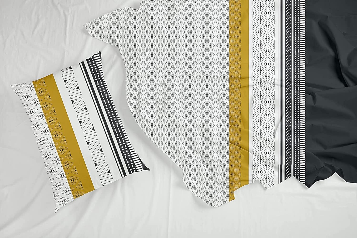 Granite Black and Golden Haze 100% Cotton Flat King Bedsheet, 144 TC