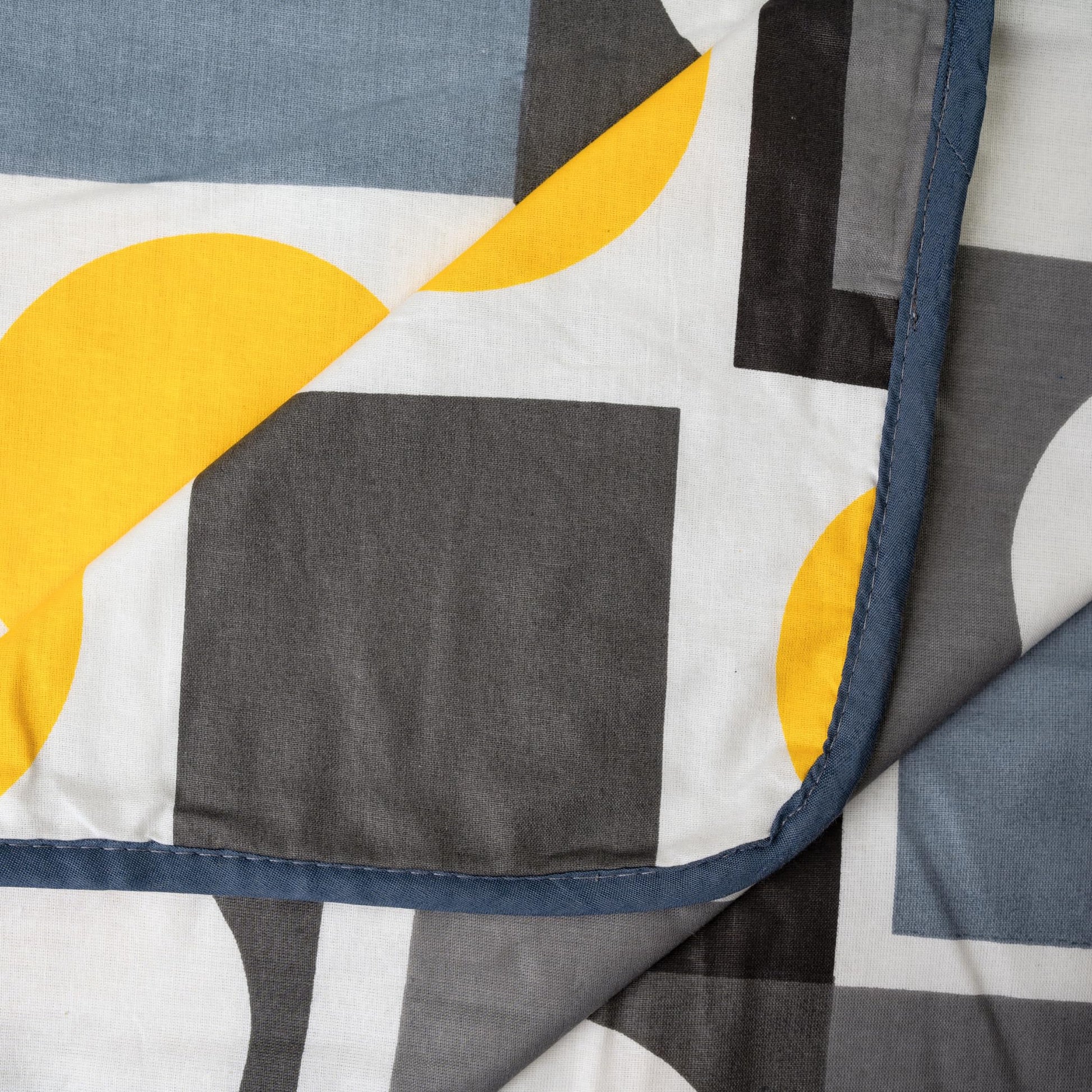 Forged Iron Grey & Lemon Zest Yellow 100% Cotton Reversible Single Bed Blanket | Lightweight & Soft AC Dohar | Breathable for All Seasons | 54 x 84 Inches
