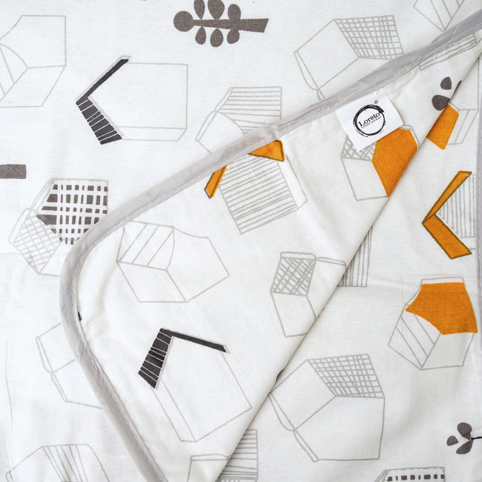 White Kids House 100% Cotton Reversible Single Bed Blanket | Lightweight & Soft AC Dohar | Breathable for All Seasons | 54 x 84 Inches