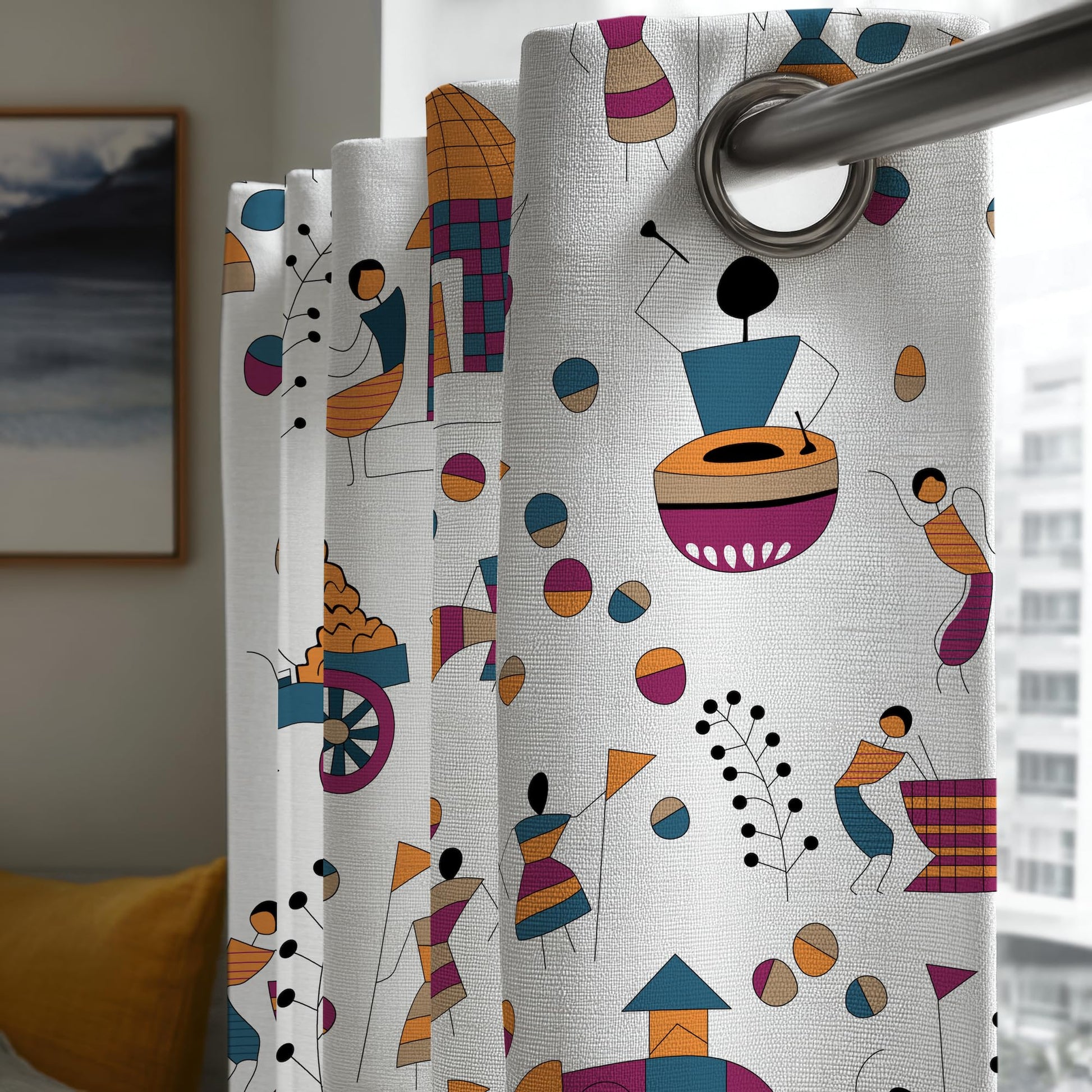 Tribal Motifs Window Curtain - Cotton Set of 2 (4 x 5 ft)