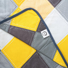 Lemon Yellow & Grey Checkered 100% Cotton Reversible Single Bed Blanket | Lightweight & Soft AC Dohar | Breathable for All Seasons | 54 x 84 Inches