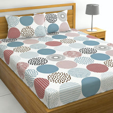 Loreto Cotton Double Bedsheet | Red & Black Geometric Circles