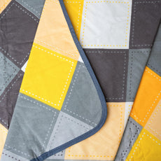 Lemon Yellow & Grey Checkered 100% Cotton Reversible Single Bed Blanket | Lightweight & Soft AC Dohar | Breathable for All Seasons | 54 x 84 Inches