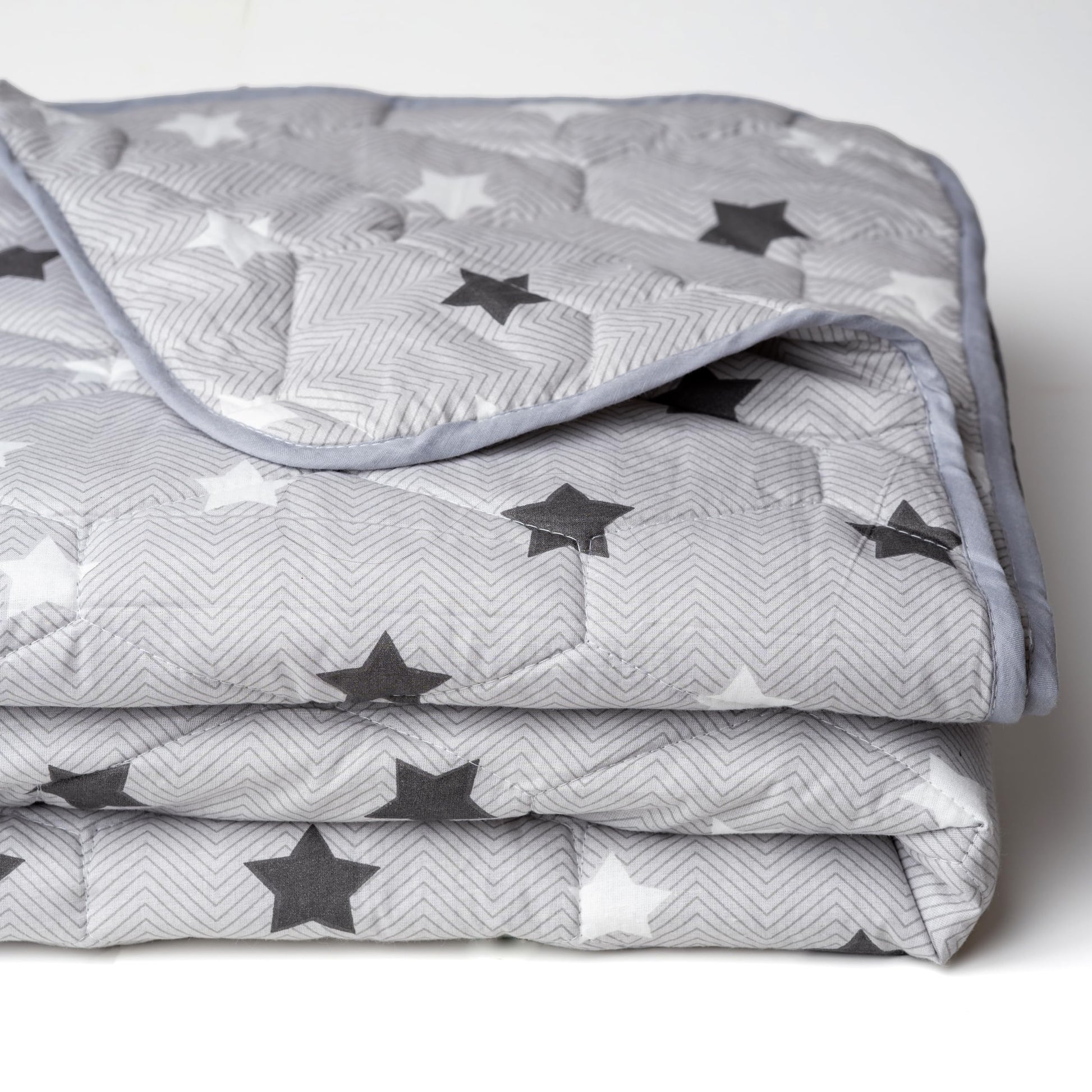 Grey Slate Stars 100% Cotton Reversible Comforter for Single Bed | 150 GSM Lightweight Winter Quilt | AC Blanket 54" x 84"