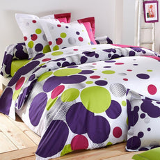 Purple Mint Polka 100% Cotton Flat Double Bedsheet, 186 TC