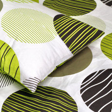 Green and Grey Black Circle 100% Cotton Flat Single Bedsheet, 144 TC