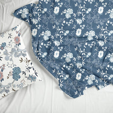 Blush Blue Floral Vines Soft & Breathable 100% Cotton Flat Single Bedsheet, 144 TC