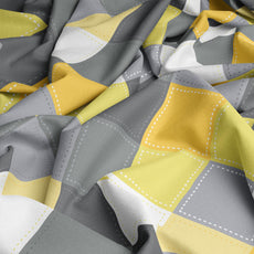 Yellow & Grey Checkered 100% Cotton Flat Single Bedsheet, 144 TC