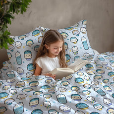 Kawaii Pastel Sky Drinks Soft & Breathable 100% Cotton Flat Double Bedsheet, 144 TC