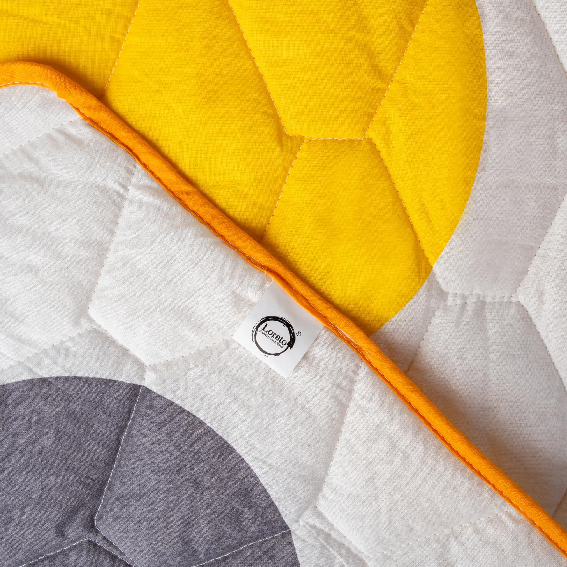 Yellow & Grey Polka Dots 100% Cotton Reversible Comforter for Single Bed | 150 GSM Lightweight Winter Quilt | AC Blanket 54" x 84"