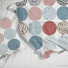 Red and Black Geometric Circle 100% Cotton Flat Single Bedsheet, 144 TC