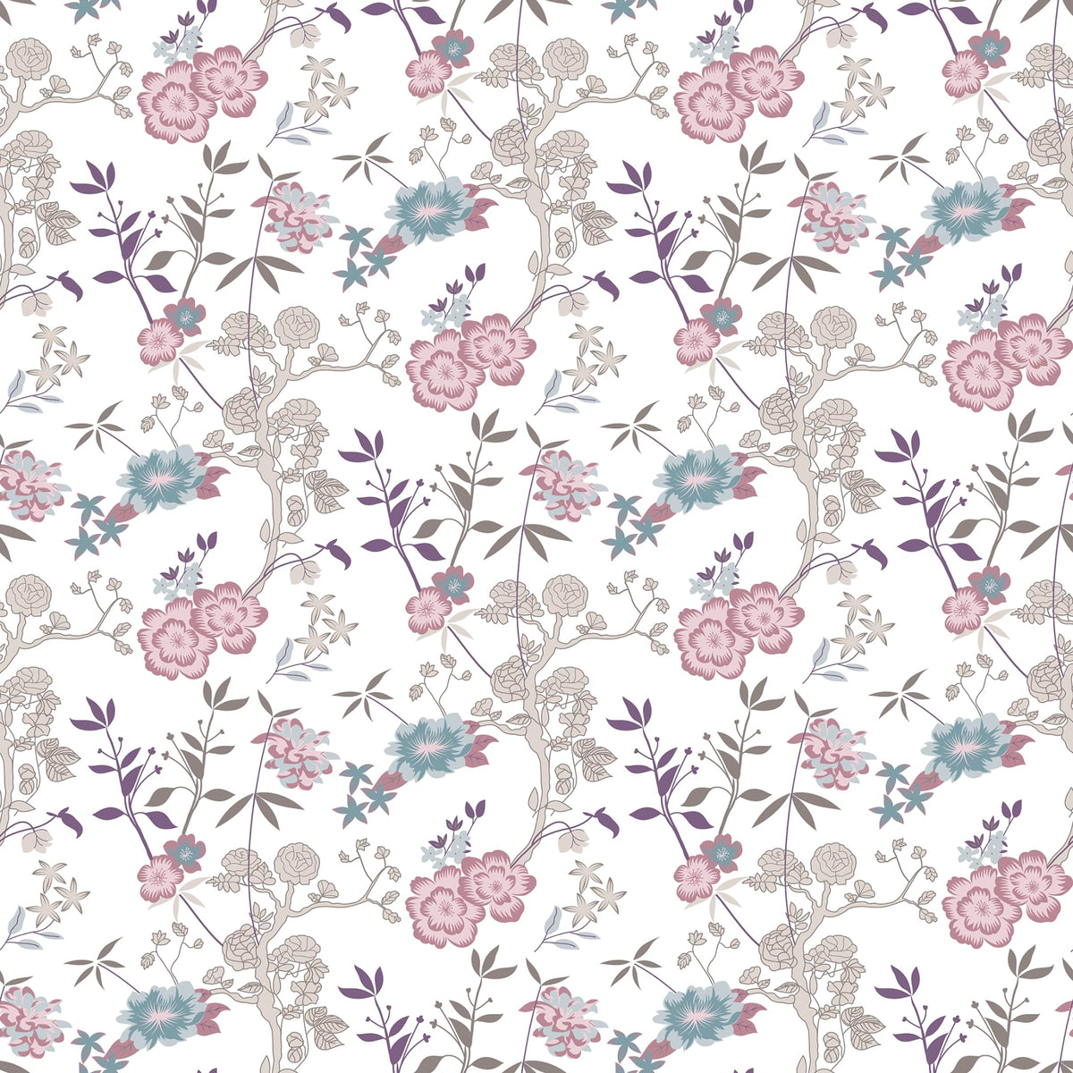 Pink & Teal Floral 144 TC 100% Cotton Elastic Fitted Single Bedsheet with 1 Pillow Cover - 78 x 36 Inches