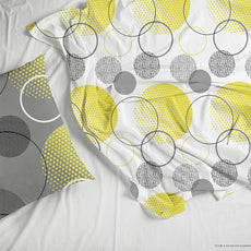 White & Lemon Yellow 100% Cotton Flat King Bedsheet, 144 TC