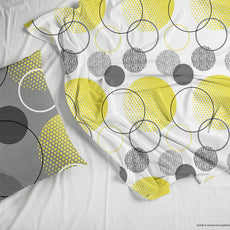 White & Lemon Yellow 100% Cotton Flat King Bedsheet, 144 TC