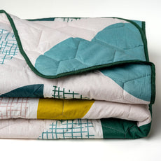 Charcoal Gray & Yellow 100% Cotton Reversible Comforter for Single Bed | 150 GSM Lightweight Winter Quilt | AC Blanket 54