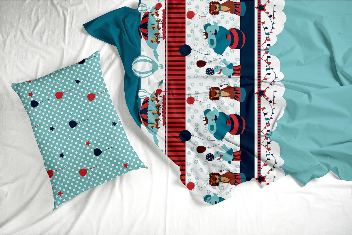 Plume Babies Blue 100% Cotton Flat Single Bedsheet, 144 TC