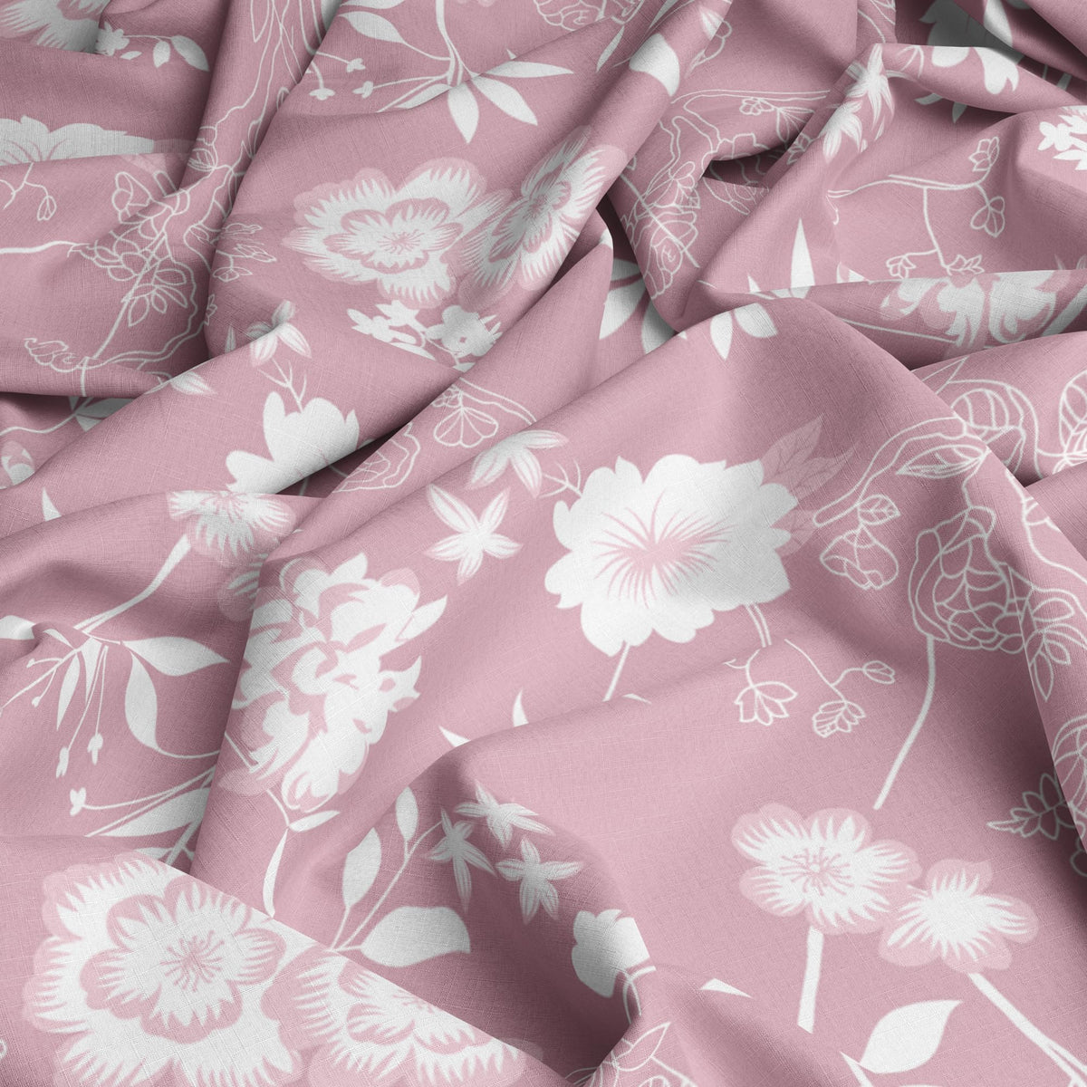 Blush Pink Vine Blooms Soft & Breathable 100% Cotton Flat King Bedsheet, 144 TC