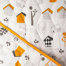 White Kids House Pattern 100% Cotton Reversible Comforter for Single Bed | 150 GSM Lightweight Winter Quilt | AC Blanket 54