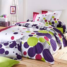 Purple Mint Polka 100% Cotton Flat Double Bedsheet, 186 TC