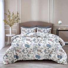 Loreto Cotton King Bedsheet | Blush & Blue Meadow Blooms Soft & Breathable