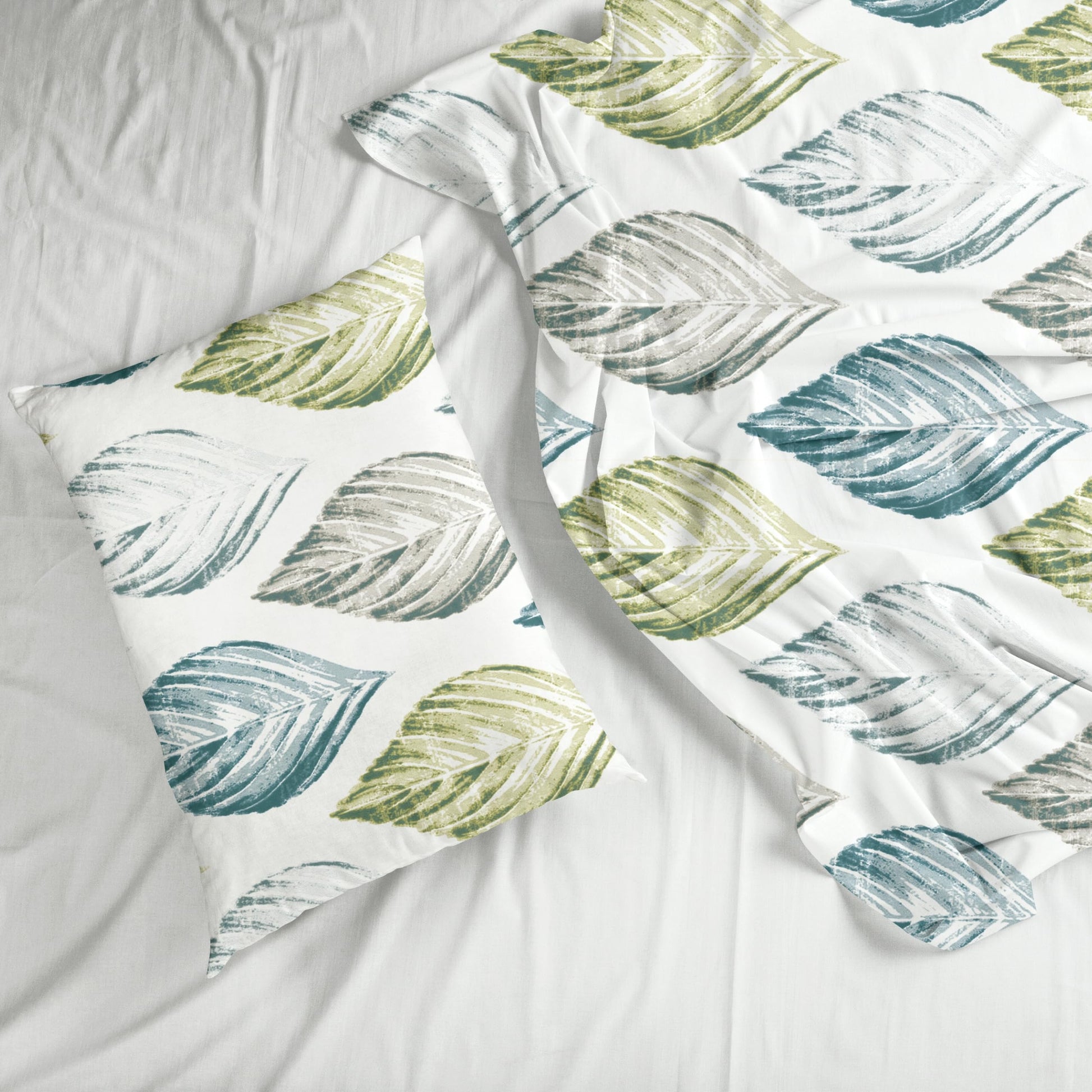Teal Blue & Green 100% Pure Cotton Double Bedsheet, 186 TC, 90 x 108 Inches, Soft & Breathable with 2 Pillow Covers