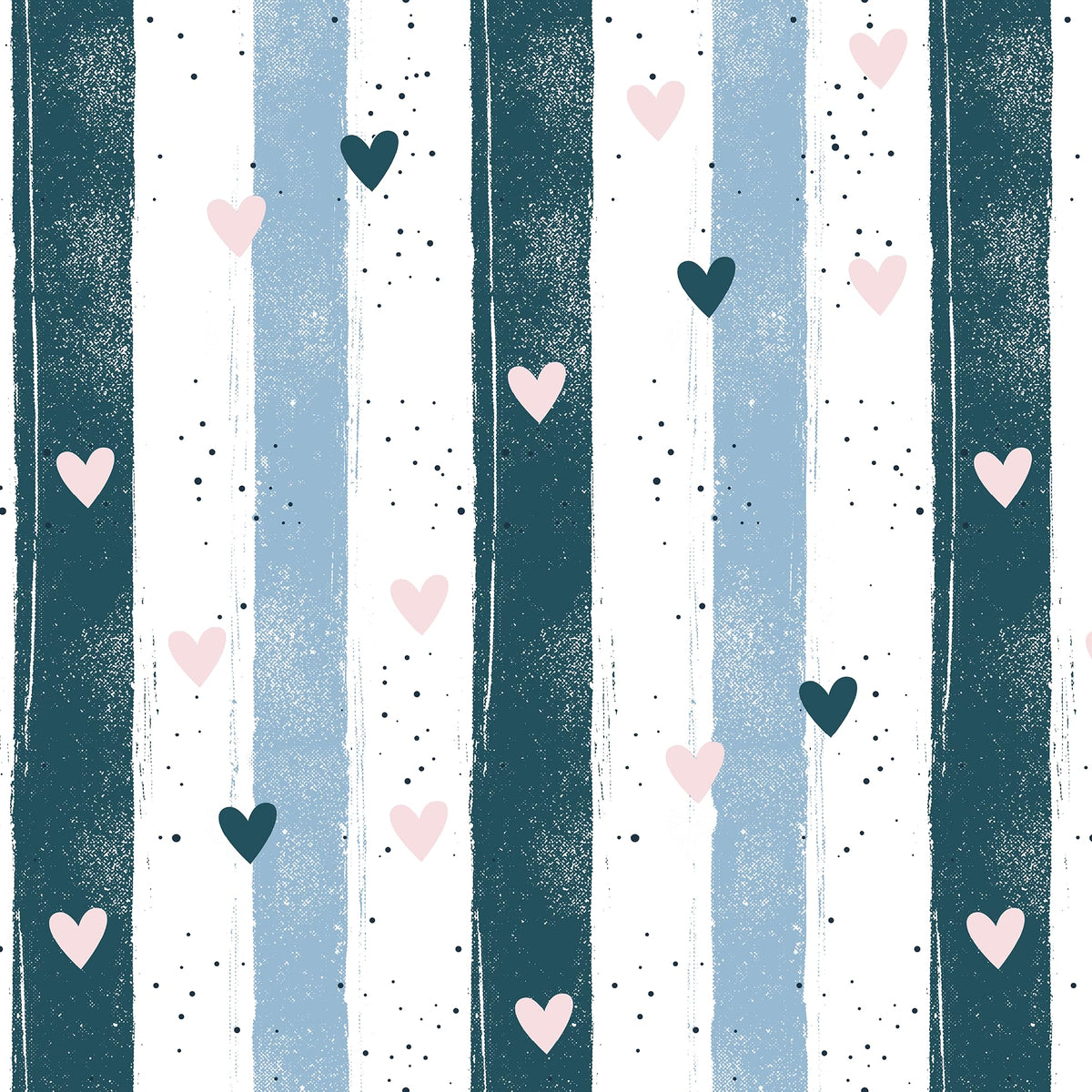 Loreto Teal Pink Heart Stripes Cotton Cushion Covers | Set of 3 | 16 x 16 Inches - main product image