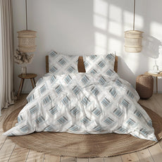 Mist & Charcoal Grid 100% Pure Cotton Double Bedsheet with 2 Pillow Covers, 186 TC, 90 x 108 Inches - Soft & Breathable