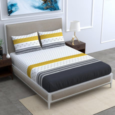 Granite Black and Golden Haze 100% Cotton Flat King Bedsheet, 144 TC