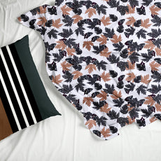 Frosted Charcoal Leaf Pattern 100% Pure Cotton Single Bed Sheet with Pillow Cover | Soft & Breathable | 54 x 84 Inches, 144 TC
