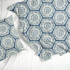 Grey and Blue 100% Cotton Flat King Bedsheet, 144 TC