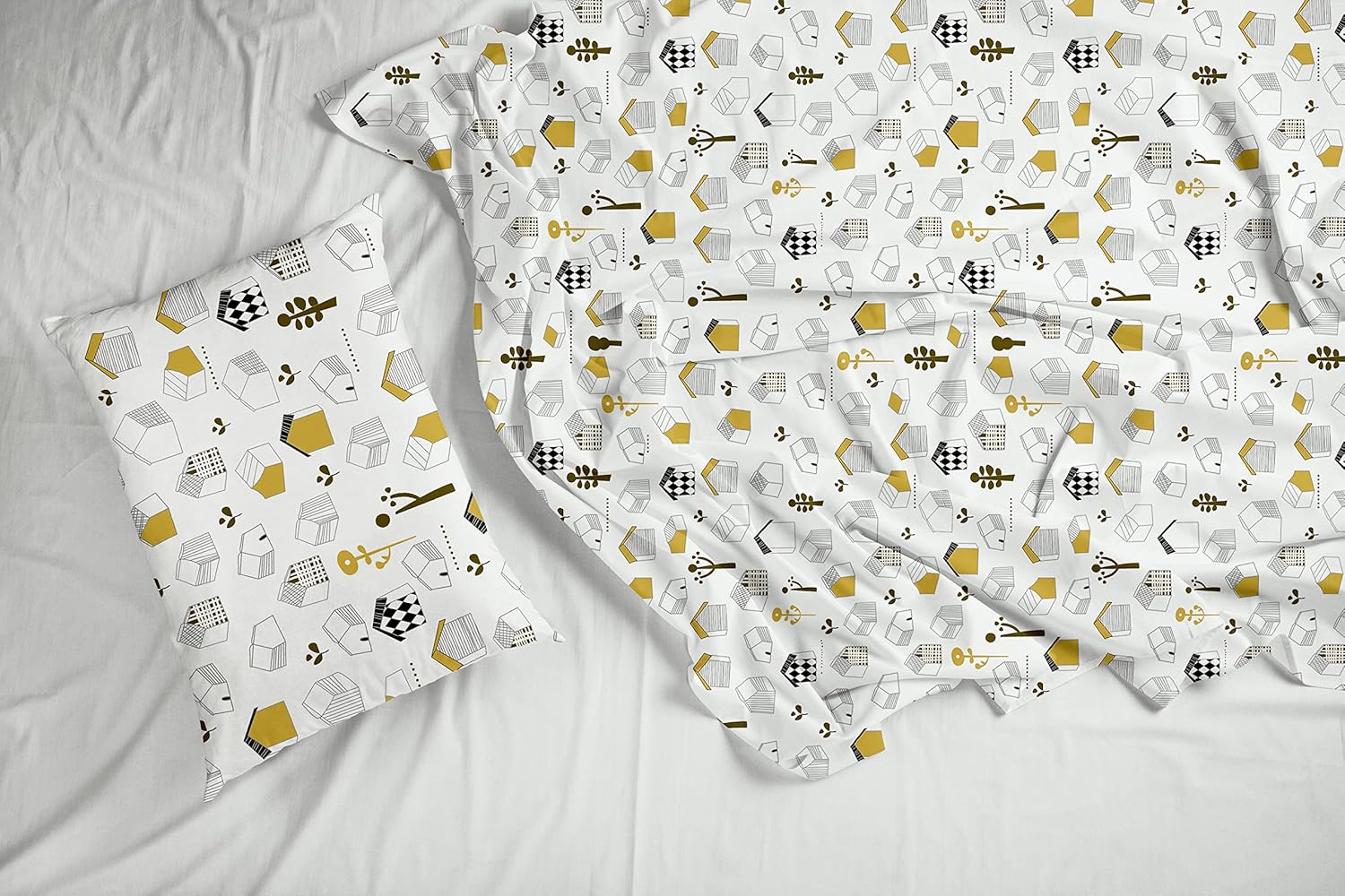 Kids House Drawing Design 100% Cotton Flat Single Bedsheet, 144 TC