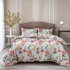 Lavender Grey Spring Harmony King Bedsheet - 144 TC 100% Cotton with 2 Pillow Covers (104 x 104 Inches)