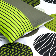 Olive Green & Black Circles 100% Cotton King Fitted Bedsheet, 144 TC