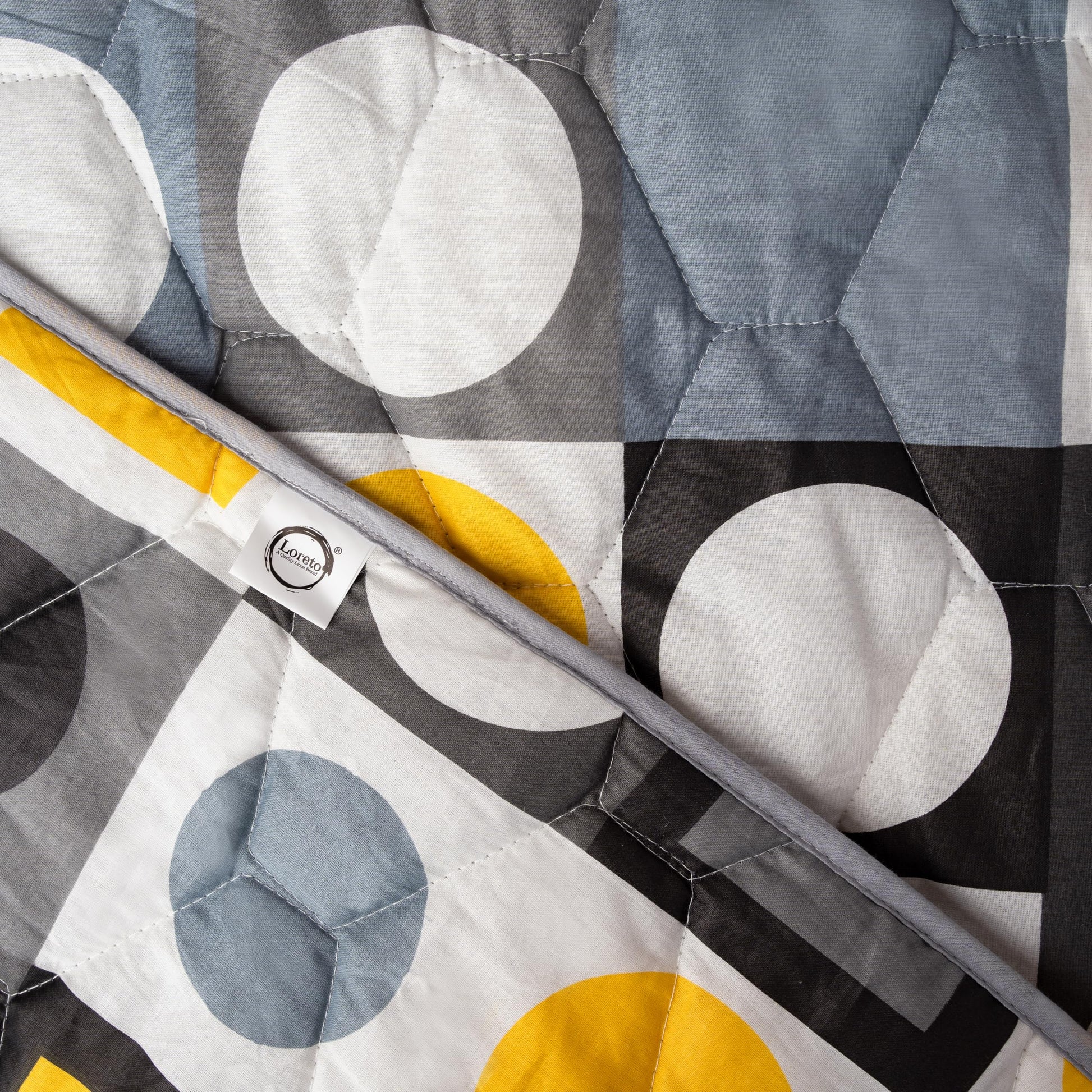 Forged Grey & Zest Yellow 100% Cotton Reversible Comforter for Single Bed | 150 GSM Lightweight Winter Quilt | AC Blanket 54" x 84"