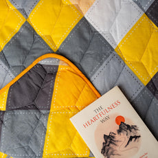 Yellow & Grey Checkered 100% Cotton Reversible Comforter for Single Bed | 150 GSM Lightweight Winter Quilt | AC Blanket 54
