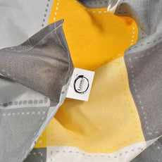 Yellow & Grey Checkered 100% Cotton Flat Double Bedsheet, 144 TC