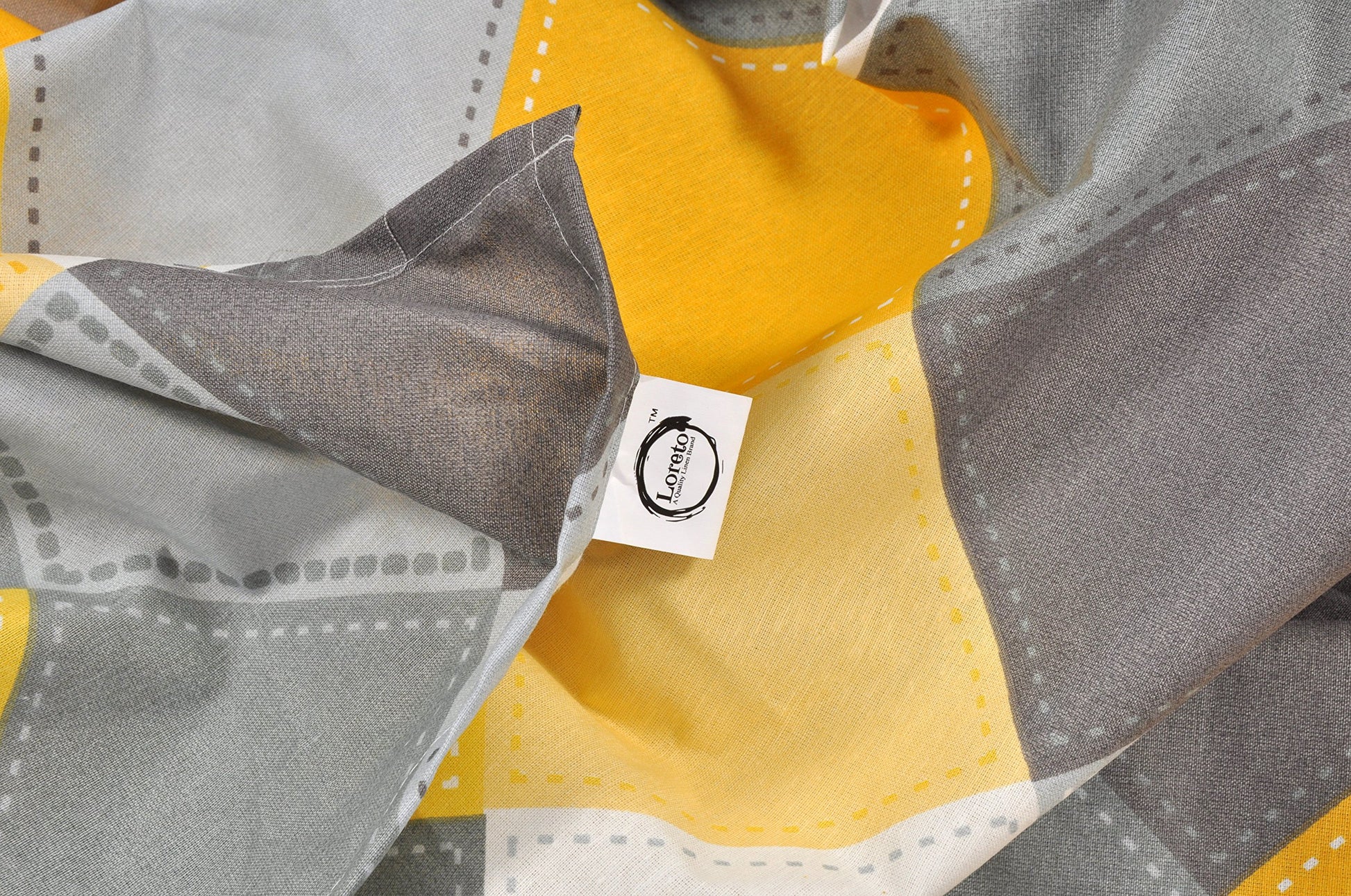 Yellow & Grey Checkered 144 TC Cotton Double Bed Sheet with 2 Pillow Covers - Soft, Breathable & Easy Care (88 x 90 Inches)