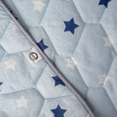 Nile Blue Stars 100% Cotton Reversible Comforter for Single Bed | 150 GSM Lightweight Winter Quilt | AC Blanket 54