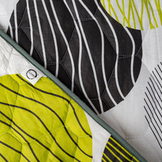 Olive Green & Black Circles 100% Cotton Reversible Comforter for Single Bed | 150 GSM Lightweight Winter Quilt | AC Blanket 54
