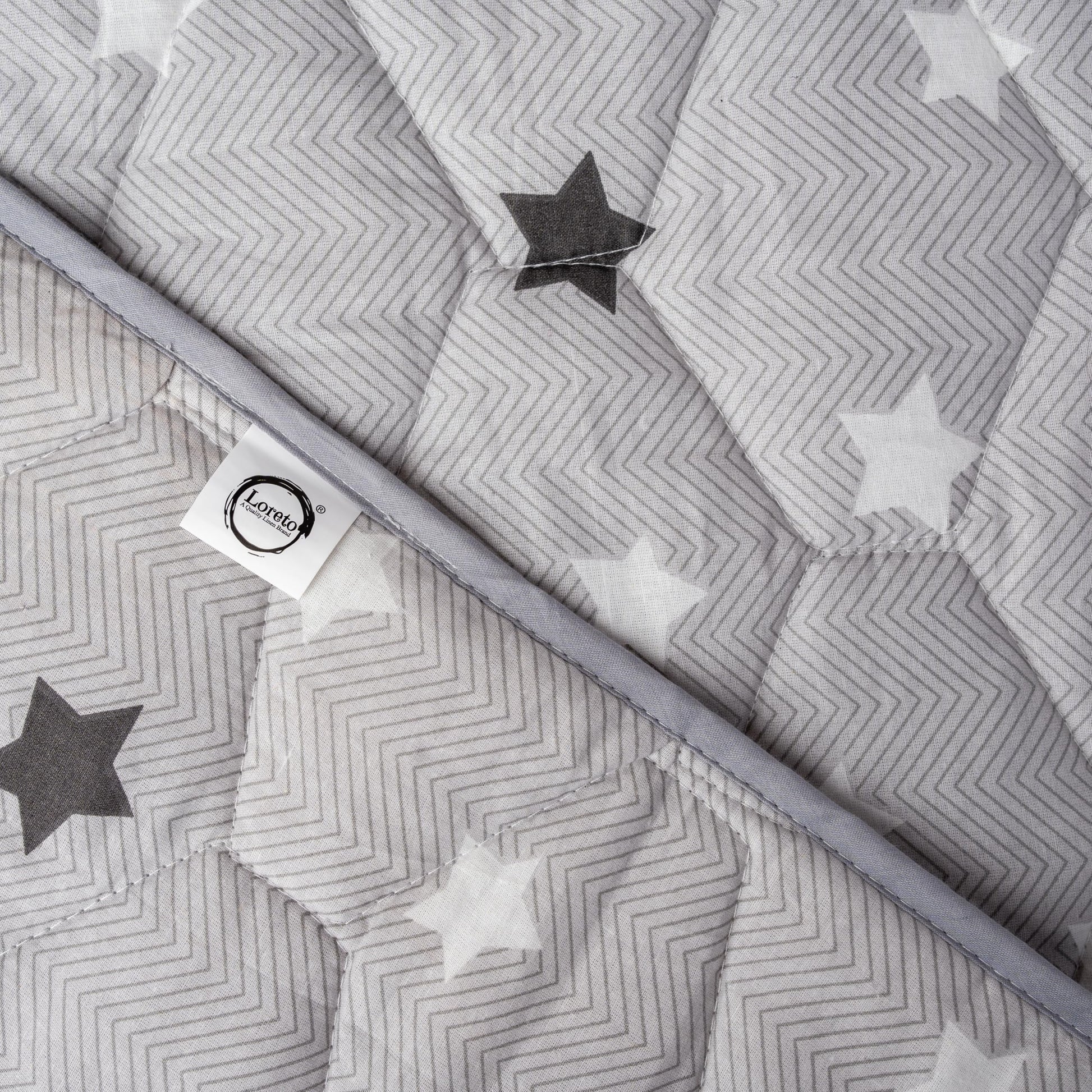 Grey Slate Stars 100% Cotton Reversible Comforter for Single Bed | 150 GSM Lightweight Winter Quilt | AC Blanket 54" x 84"