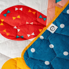 Peacock Blue & Red Balloon 100% Cotton Reversible Comforter for Single Bed | 150 GSM Lightweight Winter Quilt | AC Blanket 54" x 84"