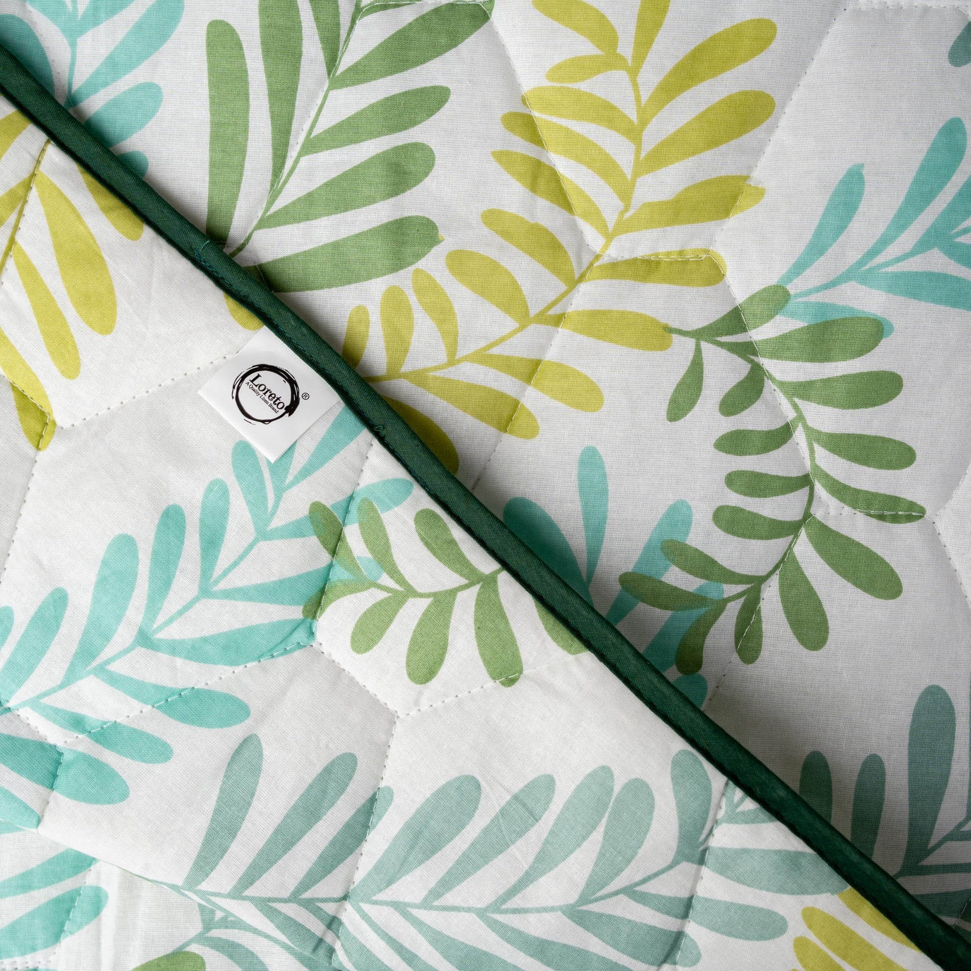 Green Leafy Haven 100% Cotton Reversible Comforter for Single Bed | 150 GSM Lightweight Winter Quilt | AC Blanket 54" x 84"